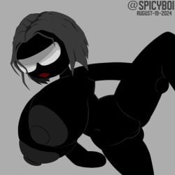 1girls alternate_version_available areolae black_skin dated female grey_hair grey_nipples huge_breasts leg_up lipstick navel nipples no_fingers nude pussy red_lipstick short_hair shorty_(sift_heads) sift_heads spicyboi stickman sunglasses tagme twitter_username
