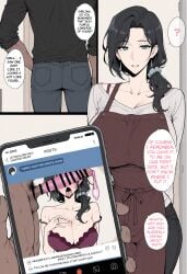 cant_see_the_haters condom hard_translated juxtaposition netorare original original_character phone phone_screen photo_comparison translated used_condom