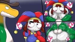 1boy 1girls absurd_res ass blowjob breasts enigi09 female female_focus hi_res large_breasts male mating_press oral oral_sex penis pomni_(the_amazing_digital_circus) sex testicles the_amazing_digital_circus