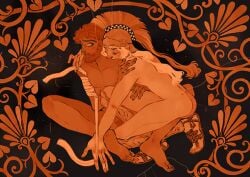 achilles achilles_(mythology) fabio_pia_mancini gay gay_male greek_mythology helm homosexual iliad male mouth_on_neck nude nude_male nudity patrochilles patroclus patroclus_(mythology) trojan_war wholesome