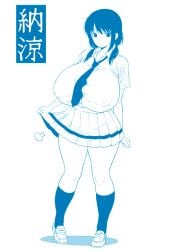 1girls 2d 2d_(artwork) big_breasts big_breasts black_hair black_socks boobs_bigger_than_head breasts breasts breasts_bigger_than_head clothed clothed_female female female_focus female_only large_boobs large_breasts light-skinned_female light_skin nyogiku socks solo solo_female solo_focus thick_thighs thighs