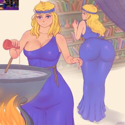 big_ass big_breasts blonde_hair blue_dress the_legend_of_kyrandia watcher101 zanthia_(the_legend_of_kyrandia)