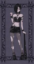 1girls goth goth_fashion goth_girl judy_(sushi_pizza_rrr) looking_at_viewer original_character short_hair sushi_pizza_rrr