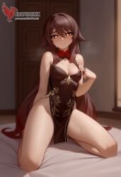 1girls 2d ai_generated ass barefeet big_ass breasts cleavage erophoenix feet female female_focus full_body genshin_impact hu_tao_(genshin_impact) long_hair looking_at_viewer orange_eyes patreon_username small_breasts solo solo_female sweat thick thick_thighs toes uncensored