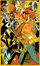 3boys blonde_hair cloud_strife final_fantasy final_fantasy_vii flushed_face gay male_only red_hair reno_(ff7) rude_(final_fantasy_vii) yaoi