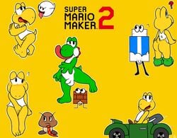 3_toes 4_fingers ass balls barefoot blush boo_(mario) bottomless clothed clothing contimplatininspiratio digital_media_(artwork) erection feet fingers flaccid footwear goomba half_clothed hi_res koopa_troopa long_tongue male male_only mammal mario_(series) mr._eraser nintendo nude patrick penis scalie shirt shoes super_mario_maker super_mario_maker_2 tank_top toes tongue tongue_out topwear torn_clothing video_games yoshi