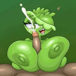 1boy 1girls 2025 2025s areolae big_breasts big_penis cabbage cumshot female green_skin humanoid nipples paizuri plant sarat sex