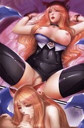 1boy 1girls ahri alternate_costume animated areolae bouncing_breasts breasts censored erection fellatio female k/da_ahri k/da_series league_of_legends male mosaic_censoring nipples no_sound oral penis pussy sex spread_legs straight thighhighs video windwalker