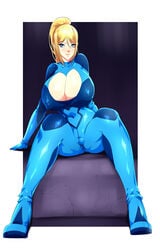 1girls blonde_hair blue_eyes breasts cameltoe cleavage curvy dixi-q erect_nipples female gigantic_breasts huge_areolae huge_ass huge_breasts metroid nintendo puffy_nipples samus_aran thick_lips voluptuous wide_hips