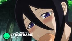 animated black_hair blowjob blush blushing cyberframe cyberunique fellatio female nakatsukasa_tsubaki oral oral_penetration oral_sex purple_eyes soul_eater weapon