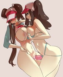 2girls big_breasts breasts cleavage female female_only foldblank hilda_(pokemon) large_breasts multiple_girls penetration pokemon pokemon_bw pokemon_bw2 pussy rosa_(pokemon) sex strap-on vaginal_penetration yuri