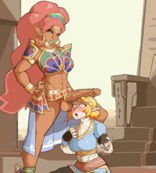 1futa 1girls abs absurdres big_dom_small_sub black_hair blonde_hair blue_eyes bodily_fluids bottomless breasts breath_of_the_wild cock_hungry cock_shock colored_nails curvy dark-skinned_futanari dark_skin demigoddess earrings erection female femsub futa_on_female futadom futanari gerudo green_eyes highres huge_cock humanoid hylian imminent_sex interracial large_breasts large_penis lipstick long_hair muscular muscular_futanari nails nervous nintendo open_mouth penis penis_awe penis_on_head pointy_ears princess_zelda ragingbarbarians size_difference smaller_female sweat tears_of_the_kingdom testicles the_legend_of_zelda urbosa vein zelda_(tears_of_the_kingdom)