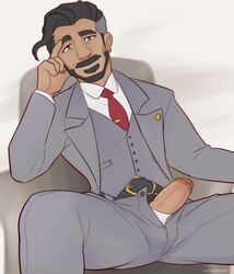 beard chairman_rose erection facial_hair male male_only penis pokemon pokemon_ss