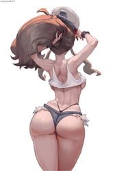 1girls 2d aged_up alternate_breast_size armpits ass back backboob big_ass big_hair breasts brown_hair casual clothed clothes clothing curvy cutesexyrobutts dat_ass female female_only hat hilda_(pokemon) hot_pants human human_only jean_shorts light-skinned_female light_skin long_hair looking_away medium_breasts nintendo pale-skinned_female pale_skin panties panties_visible pokemon pokemon_bw ponytail pose presenting revealing_clothes shirt short_shorts shorts sideboob simple_background sketch solo standing tank_top text thick_thighs thong tomboy underboob voluptuous watermark whale_tail white_background wide_hips