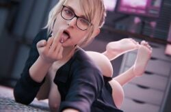 3d ashley_graham blender booty feet glasses nudity resident_evil_4 resident_evil_4_remake tagme tongue_out tongue_piercing yazz_3d