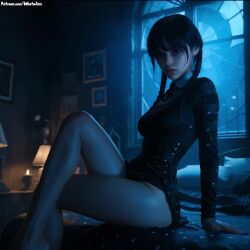 ai_assisted ai_generated animated goth_girl in_bed patreon patreon_username petite petite_female school_girl school_uniform sexy_pose skirt tagme the_addams_family thighs twin_braids university video wednesday_(netflix) wednesday_addams whatajinx
