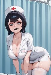 ai_generated big_ass big_breasts big_butt cartoon cartoon_character cartoon_milf cartoon_mom cleavage hotel_transylvania mature_female mature_woman mavis_dracula milf mommy mother nurse nurse_cap nurse_uniform robotkesh seductive solo solo_female stockings teasing thick_thighs uniform vampire vampire_girl wide_hips