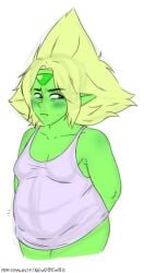blush cartoon_network implied_nudity looking_away peridot_(steven_universe) pregnancy pregnant pregnant_belly pregnant_female self_upload steven_universe tank_top zippitydont