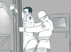 against_wall anal anal_penetration anal_sex arms_raised clothed_sex gay gay_sex khatmedic male male/male male_only medic_(team_fortress_2) pants_down penis penis_in_ass sex_from_behind soldier_(team_fortress_2) standing_sex team_fortress_2 tied_up yaoi