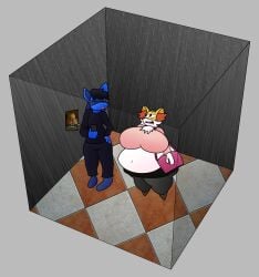 bbw big_breasts braixen breasts cleavage female furry huge_breasts lucario overweight pokemon pokemon_(species) tagme teaset_haliley thick_thighs wide_hips
