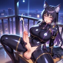 1futa ai_generated blush body clauss cum delta_(the_eminence_in_shadow) ejaculation erection futanari large_ass large_breasts nipples penis shiny skin steaming sweat testicles the_eminence_in_shadow wide_hips