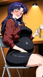 ai_art ai_assisted ai_generated ass belly belly_expansion big_ass big_belly big_breasts curvy dark_hair drunk female female misato_katsuragi neon_genesis_evangelion neopn_genesis_evangelion nude pregnant pub red_eyes voluptuous voluptuous_female white_skin