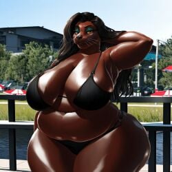 ai ai_generated anthro belly big_belly big_breasts bikini breasts chubby chubby_female female looking_at_viewer mommy nipples overweight overweight_female seal slightly_chubby slightly_chubby_female thepyromancerfox