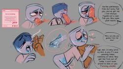 1cuntboy 2boys anthro anthro_on_anthro anthro_only bedroom_eyes blue_body blush blushing_profusely cum_in_mouth dandy's_world dandys_world dirty_talk fingering fingering_pussy fingering_self finn_(dandy's_world) gay kicking_another masochism masochistic_male onomatopoeia pink_body r_rbox roblox roblox_game shrimpo_(dandy's_world) submissive_male swallowing_cum tan_body veins veiny_penis