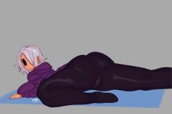 artist_request big_ass big_breasts lavender_(grimm's_hollow) tan_body white_hair