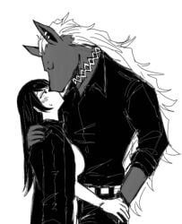 black_coat coat furry furry_with_non-furry highres interspecies kiyosato_yuri library_of_ruina project_moon