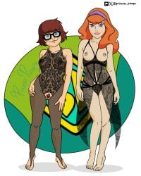 2d 2girls daphne_blake female female_only hanna-barbera princesspinups scooby-doo tagme velma_dinkley