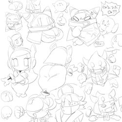 1:1 big_ass big_breasts crossover cum cum_on_clothes cute flamberge_(kirby) japanese_text kirby kirby's_return_to_dreamland kirby_(series) kirby_planet_robobot kirby_star_allies magolor monochrome mouthless mouthless_female penis rule_63 sakana8888888 susanna_patrya_haltmann susie_(kirby) taranza twinbee waddling_head