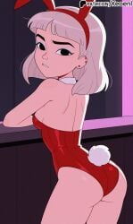 1girls accurate_art_style ai_generated asian asian_female ass back_view bare_legs black_eyes blonde_hair blue_eyeshadow blunt_bangs breasts bunny_costume bunny_ears bunny_girl bunny_tail bunnysuit choker confused cowboy_shot ear_piercing earrings eyeshadow female hi_res indoors jentry_chau jentry_chau_vs._the_underworld jewelry keoenl looking_at_viewer makeup medium_ass medium_breasts medium_hair netflix night nightclub patreon piercing sex sideboob small_breasts standing