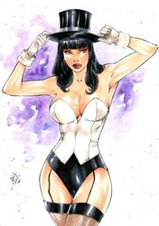 1girls 2019 adjusting_hat big_breasts black_eyebrows black_eyelashes black_eyeshadow black_garter_straps black_hair black_hat black_panties black_stockings black_top_hat blue_eyes breasts busty corset curvaceous curvy dated dc dc_comics ed_benes_studio eyebrows eyelashes eyes eyeshadow female female_only fishnet fishnet_stockings fishnets garter_straps gloves homo_magi human justice_league lanio_sena large_breasts long_hair magician magician_hat makeup mascara no_bra panties pink_lips pink_lipstick pinup signature solo sorceress stockings straight_hair superheroine thighs thighs_together top_hat voluptuous voluptuous_female white_corset white_gloves zatanna zatanna_zatara