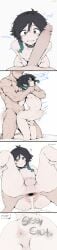 2boys ? after_anal after_sex anal androgynous anus ass bangs black_hair blue_hair blush braid comic completely_nude cum cum_in_ass cumdrip english_text erection femboy feminine_male feminization gaping genshin_impact green_eyes male male_focus male_only multicolored_hair multiple_boys nipples nude open_mouth otoko_no_ko penis penis_awe sex sex_from_behind simple_background sissy speech_bubble spread_anus stomach_bulge sweat testicles trap twin_braids twink uncensored venti_(genshin_impact) white_background yaoi