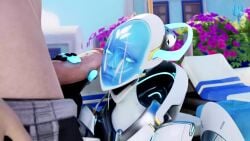 blizzard_entertainment cum cum_on_face cum_string dick echo_(overwatch) erect_penis erection female handjob jerkingoff_another male male/female naked_male overwatch overwatch_2 penis_on_face robot stroking_penis tagme video