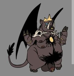 2025 4_breasts asmodeus belly big_penis cock crown deadly_sin demon fat hog jewelry oc pierced_nose pierced_penis pig tagme