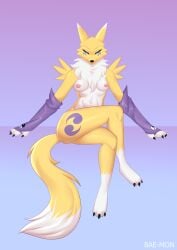 absurd_res anthro ass bae-mon bandai_namco breasts digimon digimon_(species) female hi_res looking_at_viewer nipples renamon smile solo tail