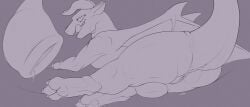 absurd_res animal_genitalia anus ass awoope bodily_fluids dragon female feral genital_fluids genitals hi_res horn licking licking_lips looking_at_viewer lying mythological_creature mythological_scalie mythology nude on_front pawpads paws scalie simple_background smile solo tail tail_sucker tongue tongue_out vulva wings