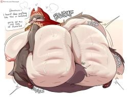 anthro ass ass_focus female furry huge_ass hyper_ass jinu male rimming suffocation thick_thighs voluptuous_female