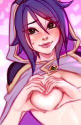 blushypixy blushyspicy heart_symbol naked naked_female rogue_(spicy_quest) shy shy_smile small_breasts spicy_quest