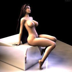 1girls 3d bare_shoulders barefoot big_breasts breasts brown_hair busty candle curvy detailed_background erect_nipple erect_nipples evolluisionist eyelashes female female_only front_view hourglass_figure human long_hair looking_up naked nipples nude original_character pose posing reflection shiny shiny_skin sitting solo very_long_hair voluptuous wide_hips