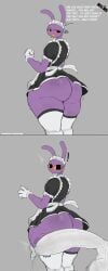 anthro ass balls big_balls big_butt big_penis black_eyes blush bodily_fluids censored clothing cross-popping_vein ddannydemon ellipsis english_text erection exclamation_point fist genital_fluids genitals glitch_productions gloves handwear hi_res huge_balls huge_cock jax_(tadc) jax_(the_amazing_digital_circus) lagomorph leporid maid_headdress maid_jax_(the_amazing_digital_circus) maid_uniform male male_only mammal penis precum profanity purple_body question_mark rabbit solo text the_amazing_digital_circus thick_thighs uniform wide_hips yellow_sclera