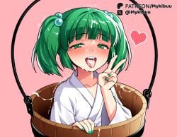 ai_generated blunt_bangs blush bright_pupils bucket bukkake collarbone cum cum_in_mouth cum_on_body cum_on_clothes cum_on_hair cum_on_tongue dairi facial female fingernails full_body green_eyes green_hair green_nails hair_bobbles hair_ornament half-closed_eyes heart heart-shaped_pupils in_bucket in_container japanese_clothes kimono kisume large_variant_set long_sleeves looking_at_viewer mykibuu nail_polish open_mouth pink_background short_hair simple_background smile solo symbol-shaped_pupils tachi-e teeth tongue tongue_out transparent_background trembling twintails upper_body v variant_set white_kimono white_pupils wooden_bucket