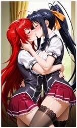 2girls ai_generated akeno_himejima girl_on_girl high_school_dxd lesbian_couple lesbian_domination lesbian_focus lesbian_kiss lesbian_sex rias_gremory rias_x_akeno yuri yuri yuri