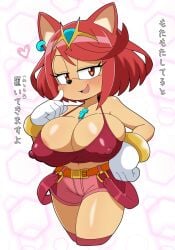 crossover female female_only furry furry_female furry_only huge_breasts pyra pyra_(xenoblade) sonic_(series) sonic_the_hedgehog_(series) tease teasing translation_request xenoblade_(series) xenoblade_chronicles_2
