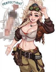 big_breasts blushypixy blushyspicy clothed_female gemma_(monster_hunter_wilds) monster_hunter_wilds small_waist thin_waist