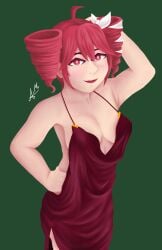 dress kasane_teto kasane_teto_(sv) red_eyes red_hair synthesizer_v