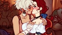 blushypixy blushyspicy comic comic_page comic_panel horny_female kissing shy spicy_quest yuri