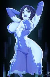 arms_behind_head arms_up big_ass big_breasts big_butt big_thighs cortana enjoying halo halo_(game) halo_(series) halo_4 kajinman looking_at_viewer pinup thicc_ass thicc_booty thicc_breasts thicc_butt thicc_thighs